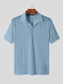 INCERUN Mens Lapel Shirts Striped Slim Casual Basic Design Short Sleeve Summer T-Shirt