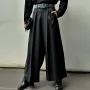 INCERUN Men Pants Solid Color High-waisted Straight-legged Trousers Comfy Button Loose Fit Men's Black Pant