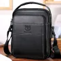BULLCAPTAIN Genuine Leather Men Shoulder Bags Vintage Small Flap Crossbody Briefcase Handbag Vintage Messenger Bag