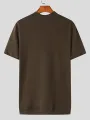 Mens Solid Criw Neck Llawes Byr Crys-T