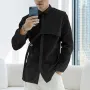 INCERUN Men Solid Color Long Sleeve Shirt with Right Tab Design Comfy Loose Fit Lapel Top for Men Plus Size Spring Fall