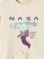 Mens Astronaut Letter Print Crew Neck Pullover Sweatshirts