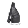 Ekphero Men Genuine Leather Chest Pack Casual Sport Sling Shoulder Backpack Fashion Crossbody Bags Black Travel Chest Bag