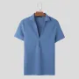 INCERUN Men Shirts Stylish Textured V-Neck Knit Top Japanese and Korean Style Summer Solid Color Casual Top Male Clothing