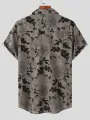INCERUN Mens Cotton Linen Shirt Ethnic Floral Print Short Sleeve Beach Shirt