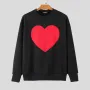Sudadera INCERUN de manga larga con estampado de corazón para hombre, estilo informal, clásica, negra, con cuello redondo, talla grande S-5XL