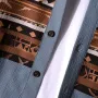 ChArmkpR Mens Ethnic Geometric Print Patchwork Lapel Long Sleeve Shirts