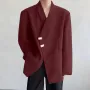 INCERUN Men Long Sleeved Blazer with Slanted Lapels and Metal Buttons and Shoulder Pads Fashion Loose Fit Blazers for Big Men Large Size S-5XL