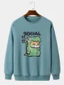 ChArmkpR Mens Cartoon Animal Graphic Crew Neck Daily Pullover Sweatshirts