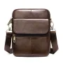 Ekphero Zipper Genuine Leather Messenger Bags Business Small Crossbody Bag Casual Travel Flap Shoulder Bag
