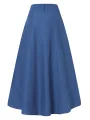 ZANZEA Plus Size Women Long Skirts, Summer Button Down Dress, Solid Color Loose Casual High Waist Long Skirt With Pocket