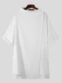 INCERUN Mens Shirt Design Half Sleeve Top Fashion Side Cut-off Button Shirts Casual Summer Loose Men Shirts S-5XL