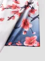 ChArmkpR Mens Shirt Japanese Cherry Blossoms Ombre Print Lapel Short Sleeve Shirts