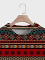 Mens Allover Ethnic Geometric Print Crew Neck Pullover Sweatshirts