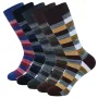 5 Pairs Men's Dress Socks Cotton Colorful Striped Geometric Pattern Funny Casual Pack Novelty Business Socks Comfortable