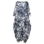 ZANZEA Tree Print Side Pockets O-neck 3/4 Sleeve Cotton Long Dress