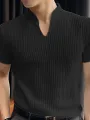 INCERUN Men T-shirts V-neck Knitted Short Sleeve Top Casual Solid Color Male Shirt Comfortable Mens Top Clothing