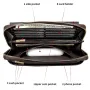 Ekphero Genuine Leather Wallet Long Handbag Large Capacity Card Holder Money Clip Retro Clutch Bag with Zipper Phone Pocket