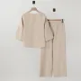 ZANZEA Women Vintage Crew Neck Long Sleeve Tops Elastic Waist Wide-Legged Pants Sets