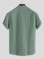 INCERUN Mens Shirts Cotton Solid Color Chest Pocket Casual Henley Shirts