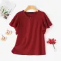 ZANZEA Women Fashion Short Sleeve Ruffles Blouse Elegant Office OL Shirt Casual O Neck Solid Tops