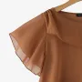 ZANZEA Women's Blouse Elegant Ruffle Sleeve Solid Crew Neck Plain Summer Shirt Pullover Top