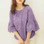 ZANZEA Women Korean Casual Shirt Daily Embroidery Hollow Ruffle Sleeve Blouses