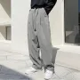 INCERUN - Pantalón largo holgado de pana texturizado para hombre, color liso, con peplum