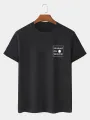 Mens Letter Chest Print Crew Neck Casual Short Sleeve T-Shirts