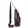 BULLCAPTAIN Men Multi-Pocket Leather Chest Bag Casual Sports Multifunctional Large Capacity Crossbody Shoulder Bag
