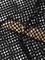 INCERUN Men Fashion Mesh See-through Casual Long Sleeve Hollow Black T-Shirt