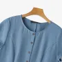 ZANZEA Vestido suelto informal para mujer, de fiesta, de manga corta, cuello redondo, liso, para verano