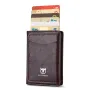 BULLCAPTAIN Men's Mobile Phone Holder Card Holder RFID Blocking Leather Wallet Aluminium Box Credit Card Holder Money Clip Slim Design Secure Protected