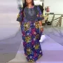 VONDA Womens Elegant Half Sleeve Noble Crew Neck Printed Maxi Dresses (Plus Size)