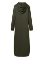ZANZEA Women Brief Style Solid Color Drawstring Hooded Casual Dress With Pocket