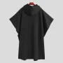 INCERUN Autumn Winter New Men's Loose Black Coats Stylish Irregular Hooded Cloak FashionLong Sleeve Trench Outwear Jackets S-5XL