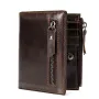Ekphero Genuine Leather Mens Wallet Man Zipper Short Small Coin Purse Male Rfid Anti-theft Swipe Card Purse Multicard Slot ID Credit Holder
