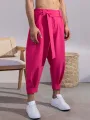 INCERUN Men Pants Fashion Solid Color Bow Knot Trousers Men Streetwear Elastic Waist Harem Pants