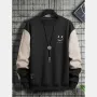 ChArmkpR Mens Smile Face Print Contrast Patchwork Pullover Sweatshirts