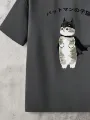 Mens Japanese Cartoon Cat Print Crew Neck Short Sleeve T-Shirts