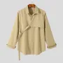 INCERUN Men Solid Color Long Sleeve Shirt with Right Tab Design Comfy Loose Fit Lapel Top for Men Plus Size Spring Fall