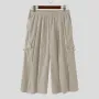 INCERUN Men Casual Wide Leg Pants Lightweight Solid Color Loose Fit Straight Wide-leg Trousers for Men, Plus Size S-5XL