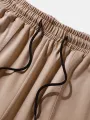 Mens Abstract Figure Letter Print Drawstring Waist Shorts