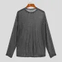 INCERUN Men Mesh Thin Long Sleeve T-shirts Comfortable Loose Fit Sun Protection Crew Neck Top Large Size S-5XL for Spring Fall