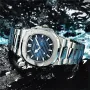 CRRJU Men's Quartz Watch Stainless Steel Band Waterproof Luminous Square Dial Business Casual Fashion Date Wristwatch