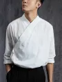 Mens Long Sleeve Retro Chinese Shirts V Neck Ethnic Style Loose Tops Shirt
