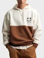 ChArmkpR Mens Smile Face Print Patchwork Casual Loose Drawstring Hoodies