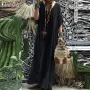 ZANZEA Plus Size Women Bohemian Long Dress Short Sleeve Hollow Out Robe Kaftan Solid Beach Maxi Dress