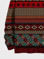 Mens Allover Ethnic Geometric Print Crew Neck Pullover Sweatshirts