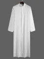 INCERUN Plus Size Men Long Shirt Stand Collar Button Long Sleeve Solid Long Robe Shirts